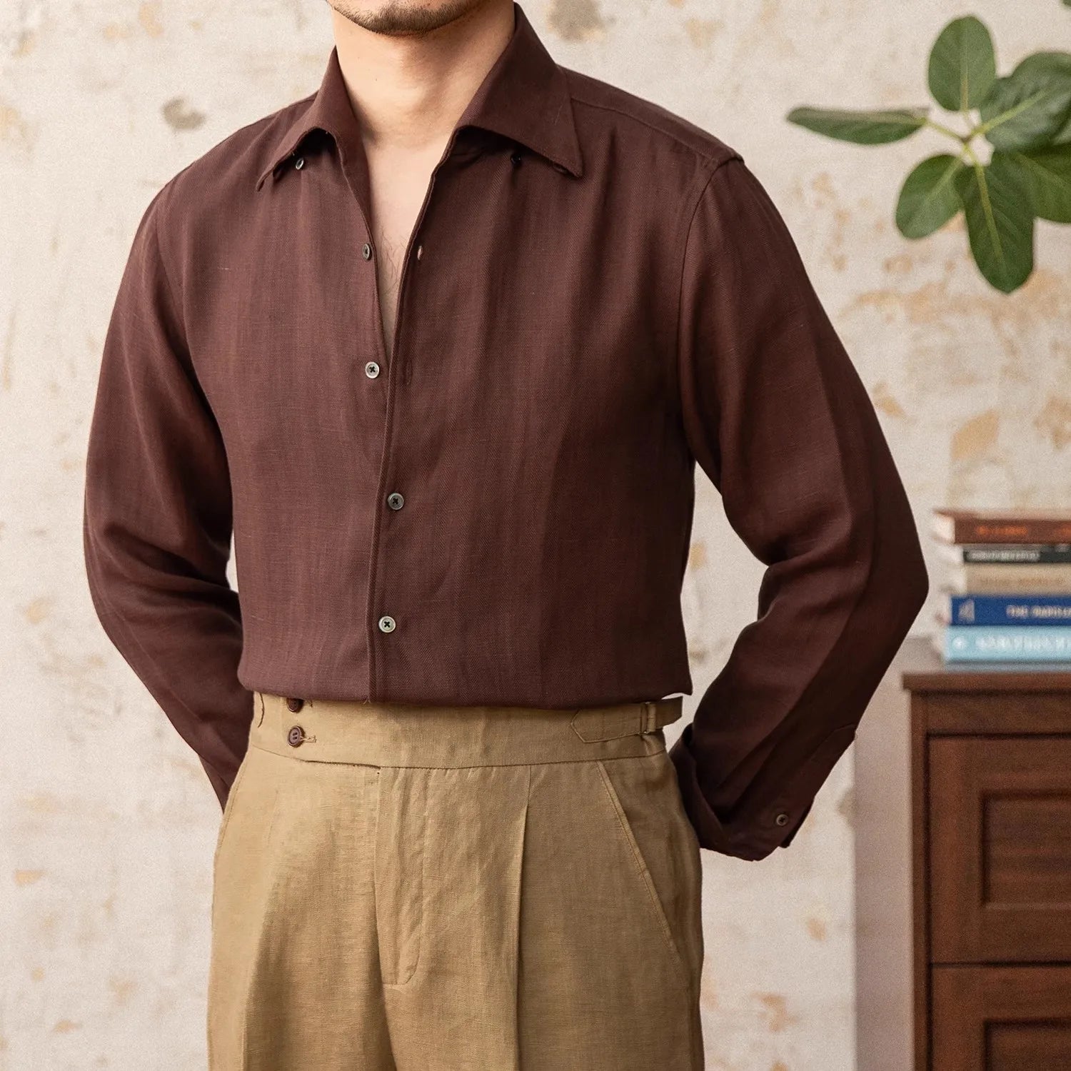 Gentry Italian Lyocell Old Money Style Long Sleeve Shirt Breathable Casual Lightweight Retro Shirt for Men