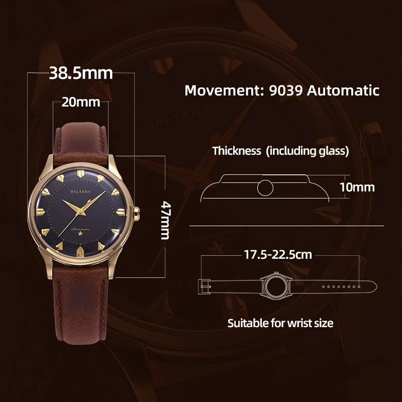 S4090 Classic Pie-Pan 38.5Mm Dial Watch 9039 Automation Strap Waterproof Dog-Leg Lugs Business Mechanical Watches for Me