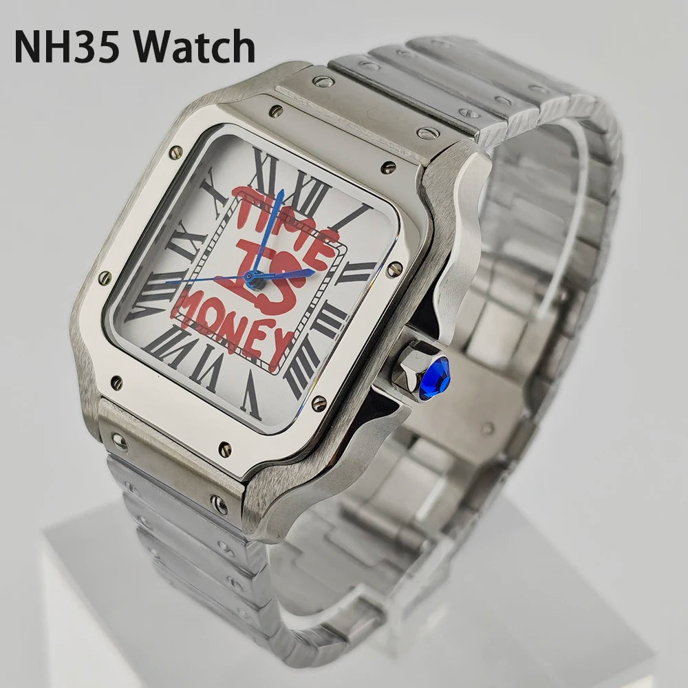 NH35 Watch Time Is Money Watch Men'S Automatic Watch Stainless Steel Watch Sapphire Glass NH35 Movement Watch