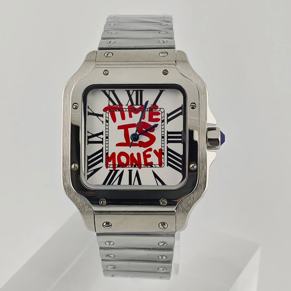 NH35 Watch Time Is Money Watch Men'S Automatic Watch Stainless Steel Watch Sapphire Glass NH35 Movement Watch