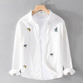 Embroidery Italy Style Long-Sleeved Casual Pure Cotton Brand Shirts for Men Fashion Comfortable Tops Clothing Camisa Masculina