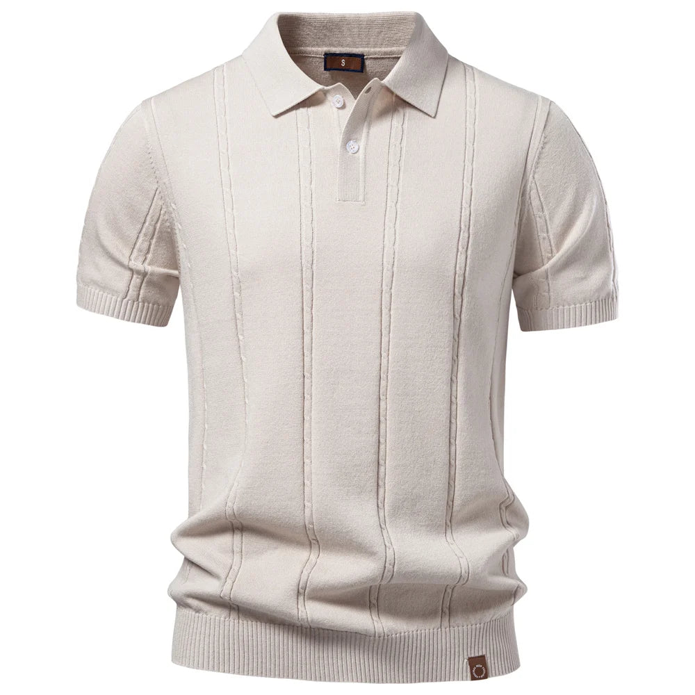 Elevate Your Summer Wardrobe with Our Men's Breathable Stripe Golf Polo Shirt - Luxurious Silk Fabric and Icy Touch for Ultimate Comfort!