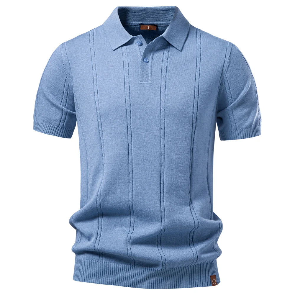 Elevate Your Summer Wardrobe with Our Men's Breathable Stripe Golf Polo Shirt - Luxurious Silk Fabric and Icy Touch for Ultimate Comfort!