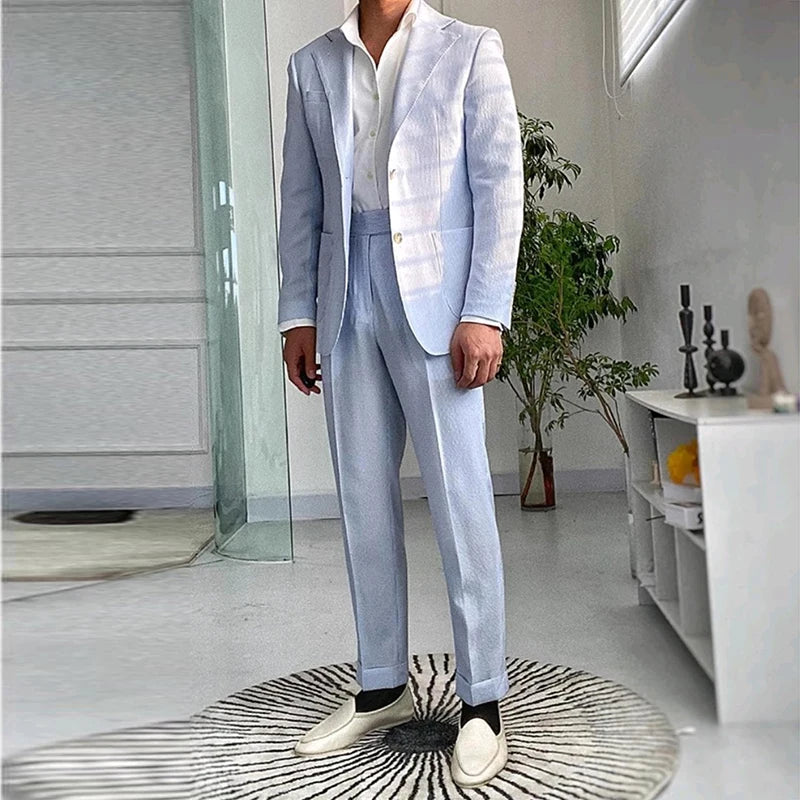 2024 Autumn Fashionable Mens Suit Jackets Old Money Aesthetic Vintage Buttoned Turn-Down Collar Striped Blazer Coats Men Jacket