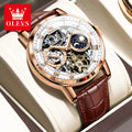 Mens Watches Automatic Mechanical Watch Tourbillon Sport Clock Leather Casual Business Retro Wristwatch Relojes Hombre
