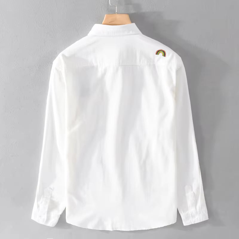 Embroidery Italy Style Long-Sleeved Casual Pure Cotton Brand Shirts for Men Fashion Comfortable Tops Clothing Camisa Masculina