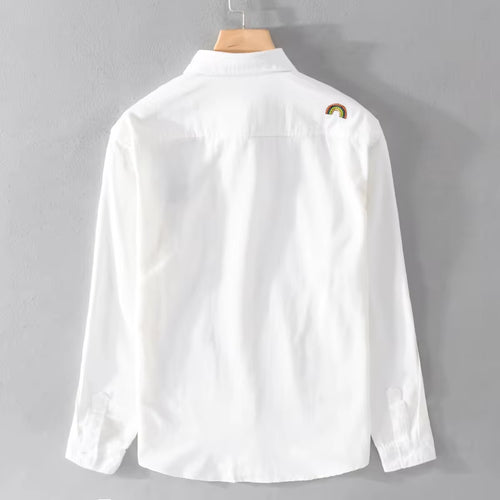 Embroidery Italy Style Long-Sleeved Casual Pure Cotton Brand Shirts for Men Fashion Comfortable Tops Clothing Camisa Masculina