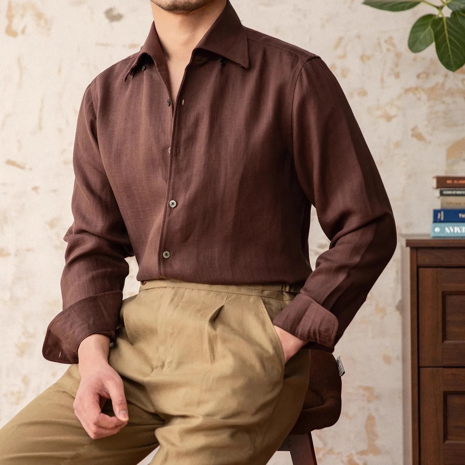 Gentry Italian Lyocell Old Money Style Long Sleeve Shirt Breathable Casual Lightweight Retro Shirt for Men