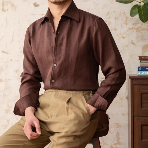 Gentry Italian Lyocell Old Money Style Long Sleeve Shirt Breathable Casual Lightweight Retro Shirt for Men