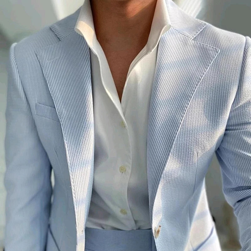 2024 Autumn Fashionable Mens Suit Jackets Old Money Aesthetic Vintage Buttoned Turn-Down Collar Striped Blazer Coats Men Jacket