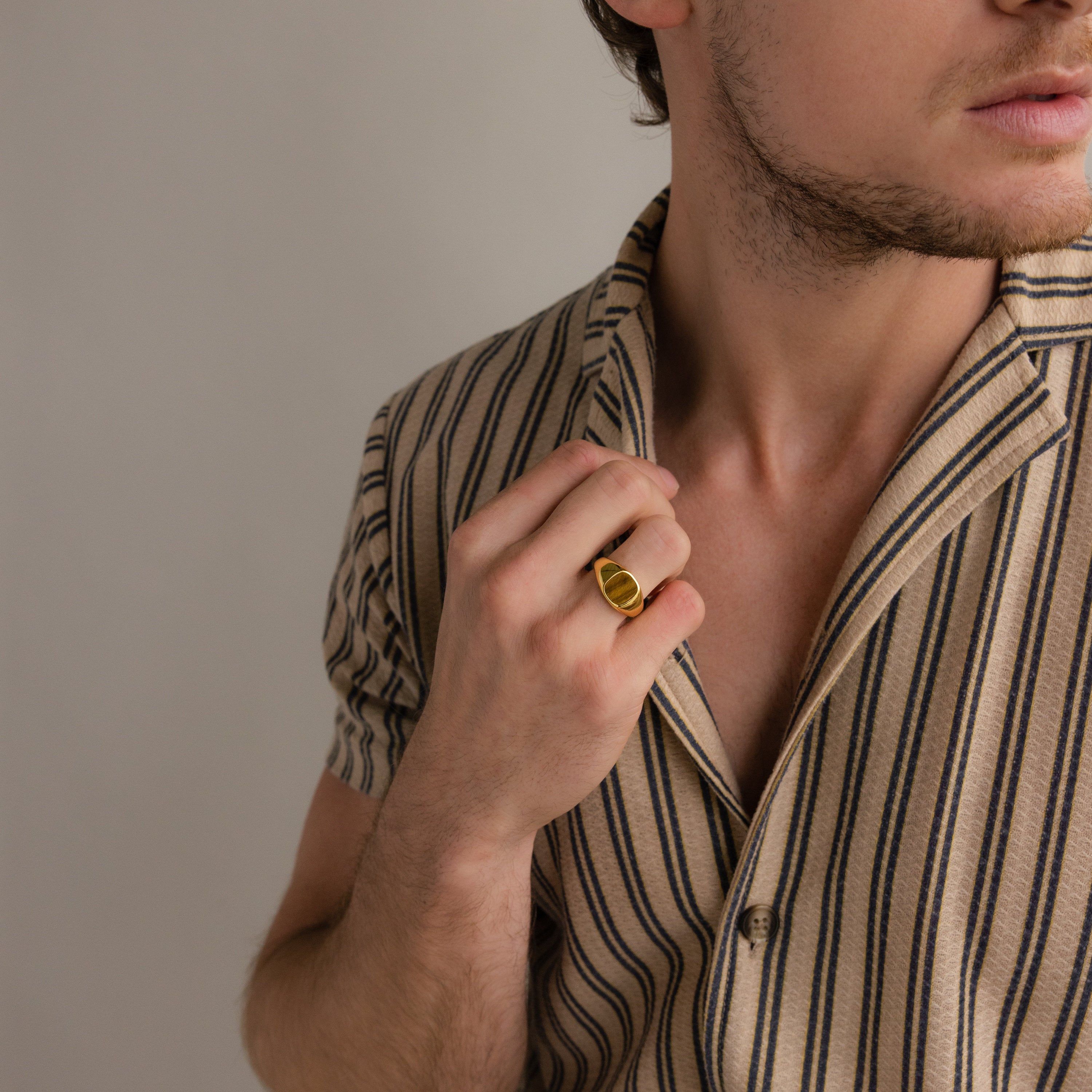 Men'S Tigers Eye Ring by  • Chunky Vintage Statement Ring, Signet Gemstone Ring • Men'S Jewelry • Gift for Him • RR097