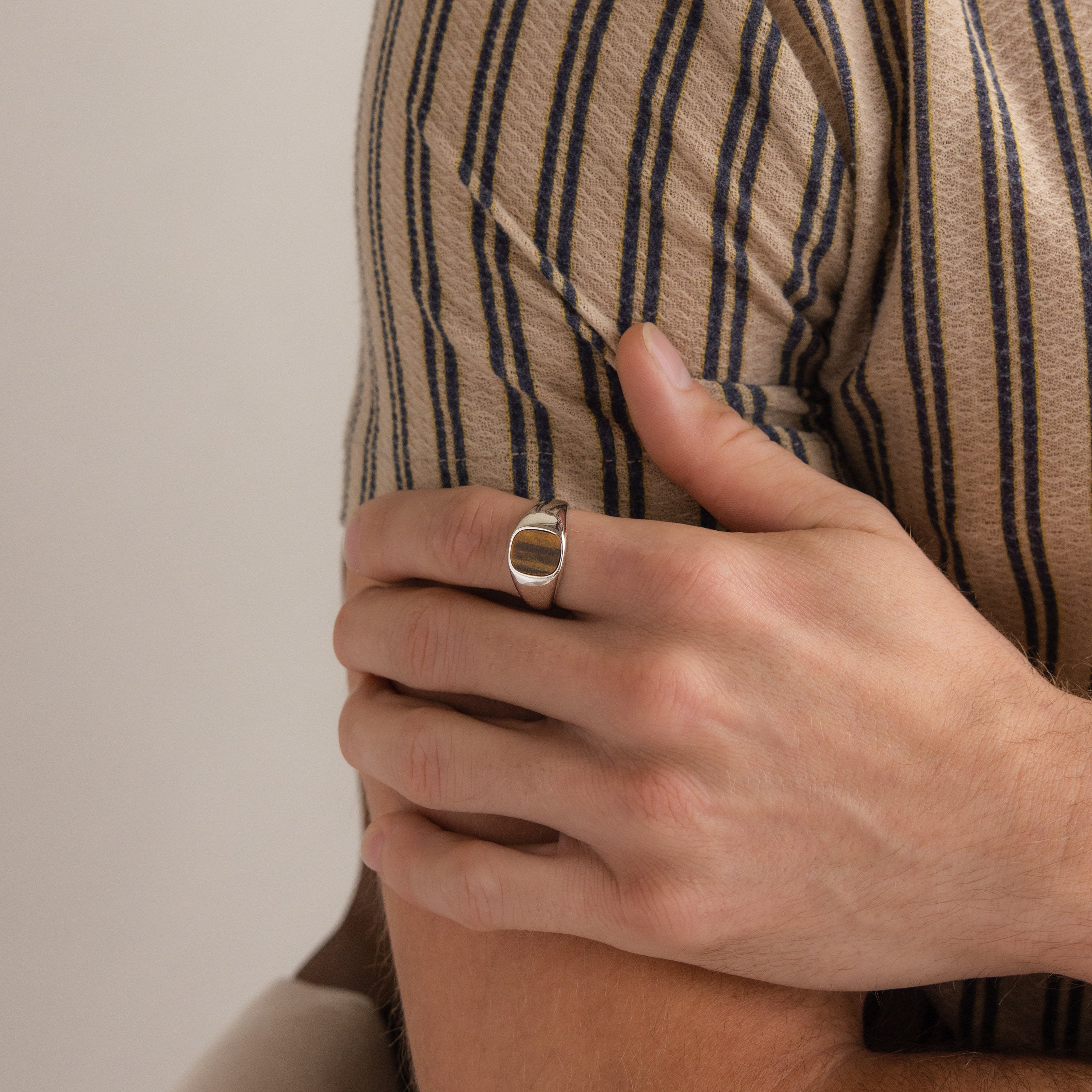 Men'S Tigers Eye Ring by  • Chunky Vintage Statement Ring, Signet Gemstone Ring • Men'S Jewelry • Gift for Him • RR097